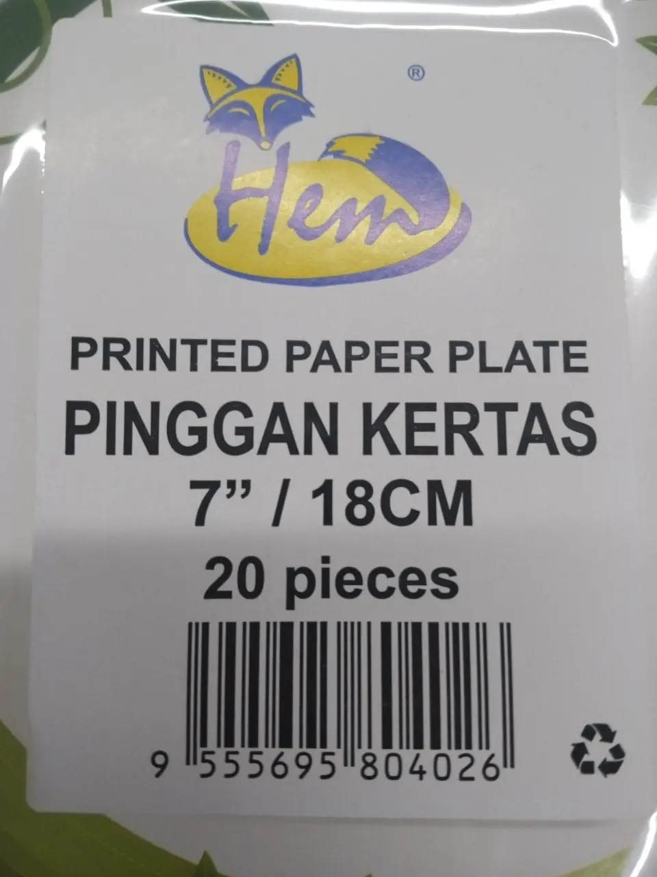 Pinggan Kertas Bercorak 7/18cm