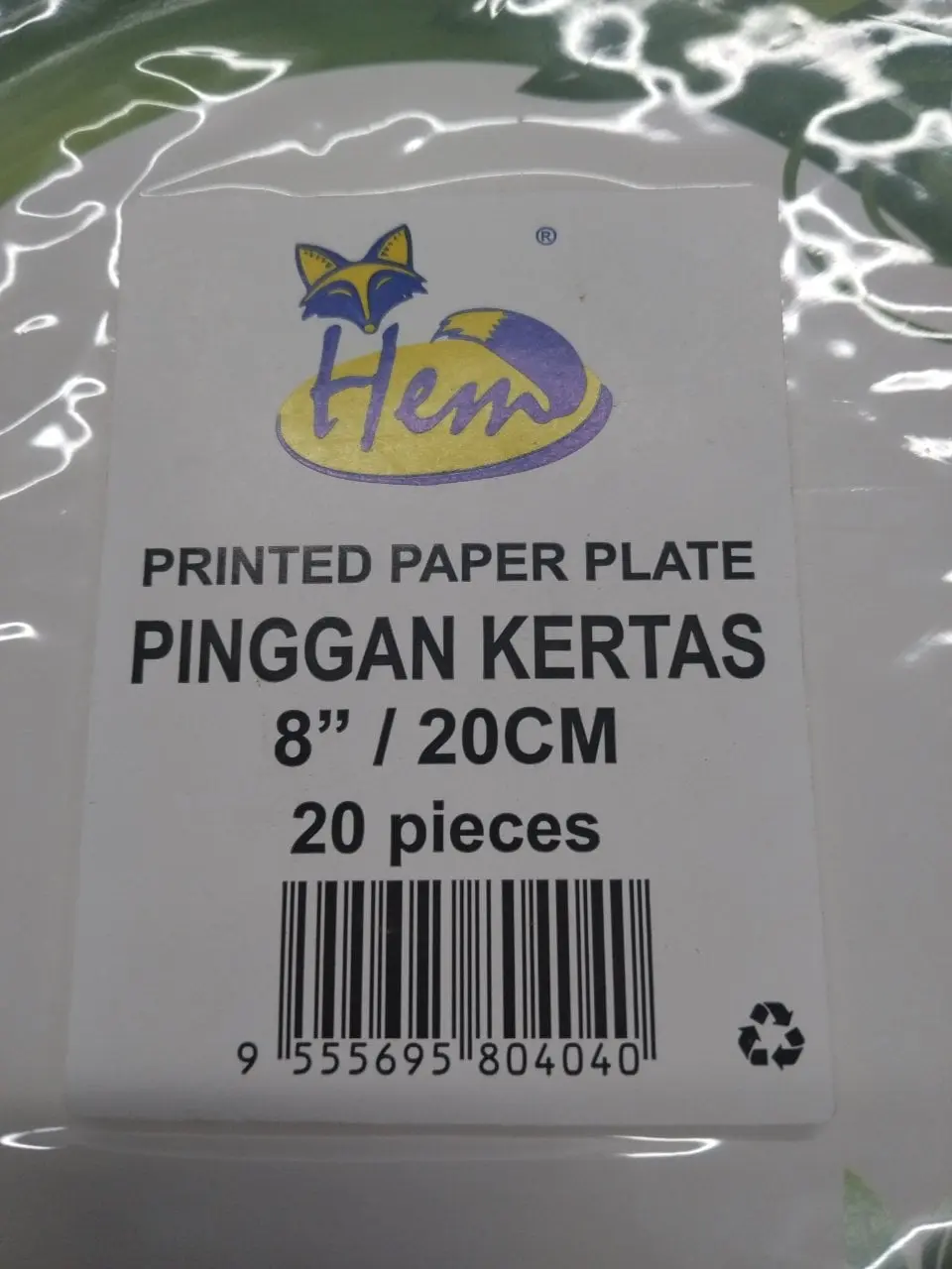 Pinggan Kertas Bercorak 8/ 20cm - 20 Keping