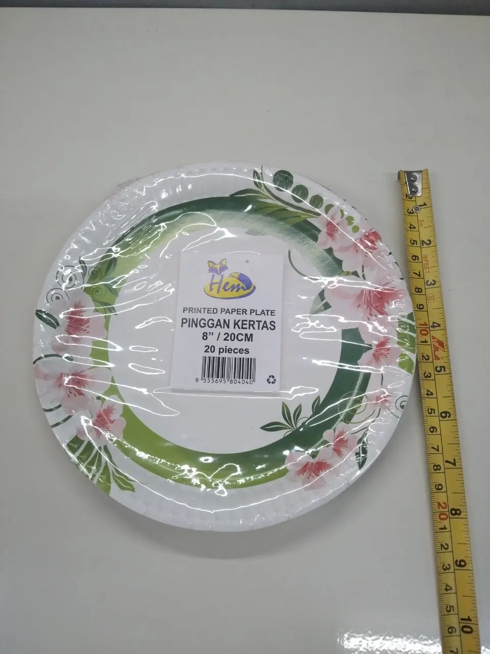 Pinggan Kertas Bercorak 8/ 20cm - 20 Keping
