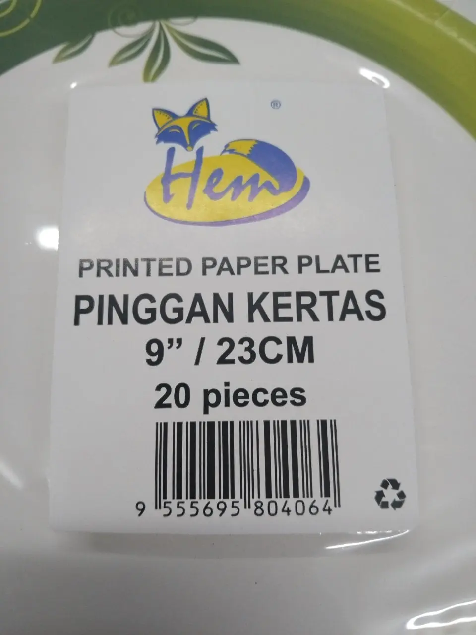 Pinggan Kertas Bercorak 9/23Cm - 20 Keping