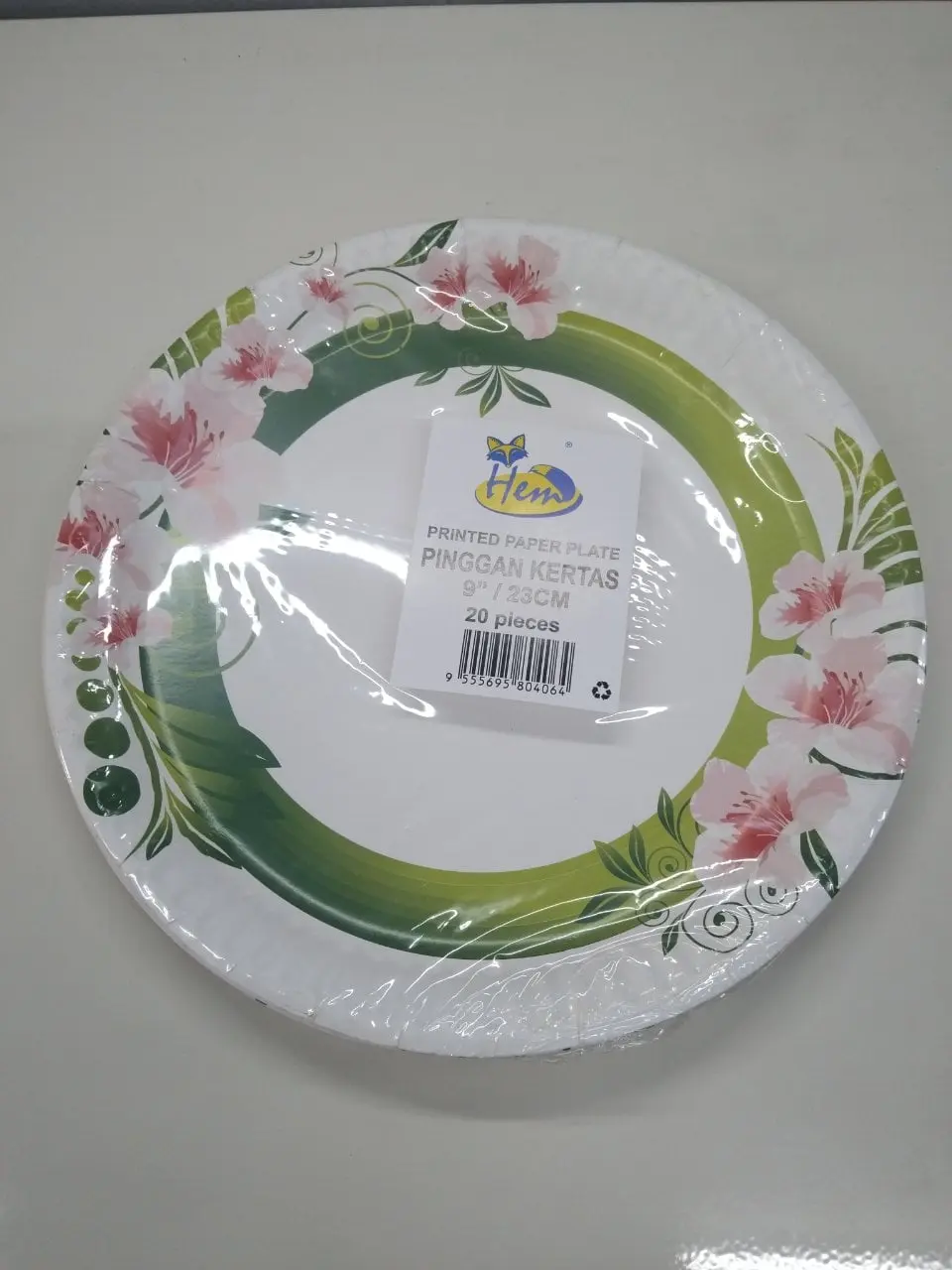 Pinggan Kertas Bercorak 9/23Cm - 20 Keping