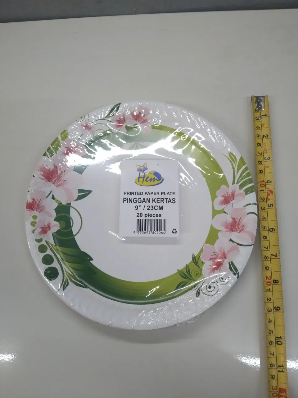 Pinggan Kertas Bercorak 9/23Cm - 20 Keping