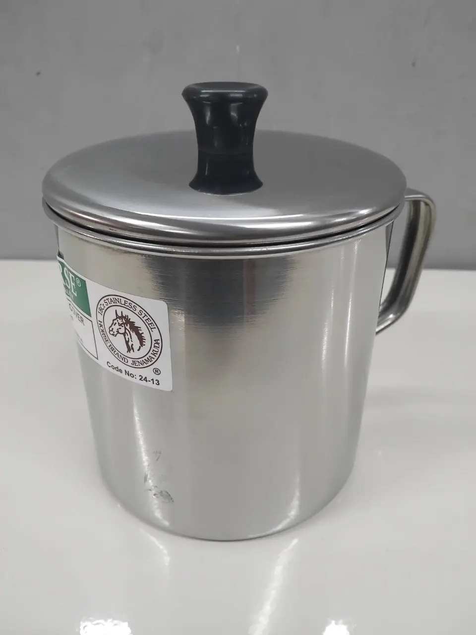 Kole Stainless Steel Bertudung Cawan Keluli Tahan Karat / Kole Besi Coffee Mug Cup With Lid - 13CM