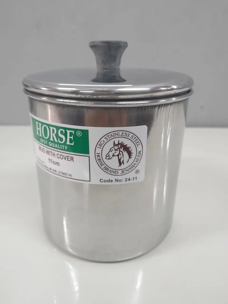 Kole Stainless Steel Bertudung Cawan Keluli Tahan Karat / Kole Besi Coffee Mug Cup With Lid - 11Cm