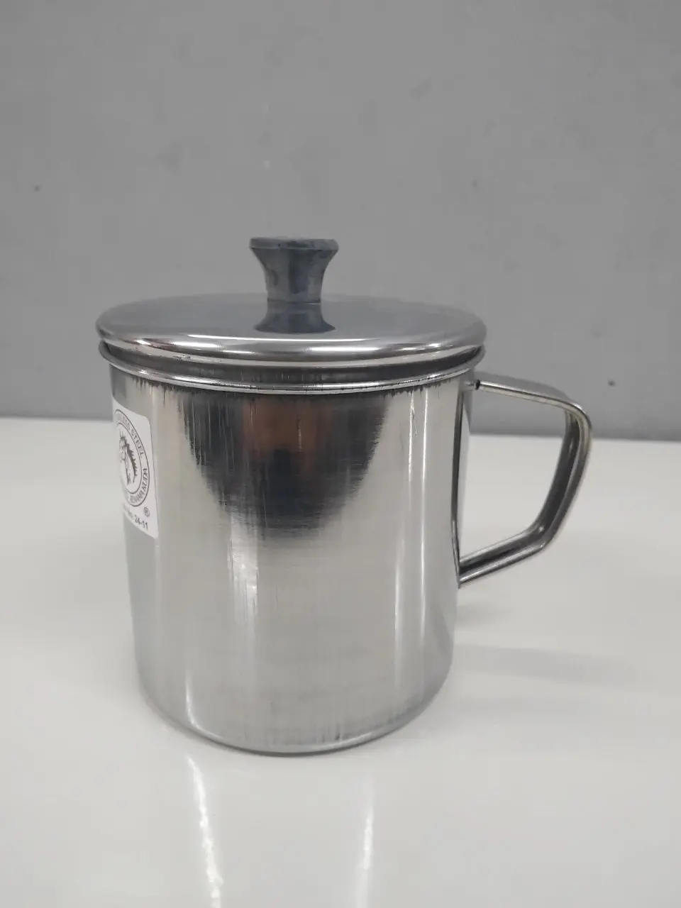 Kole Stainless Steel Bertudung Cawan Keluli Tahan Karat / Kole Besi Coffee Mug Cup With Lid - 11Cm