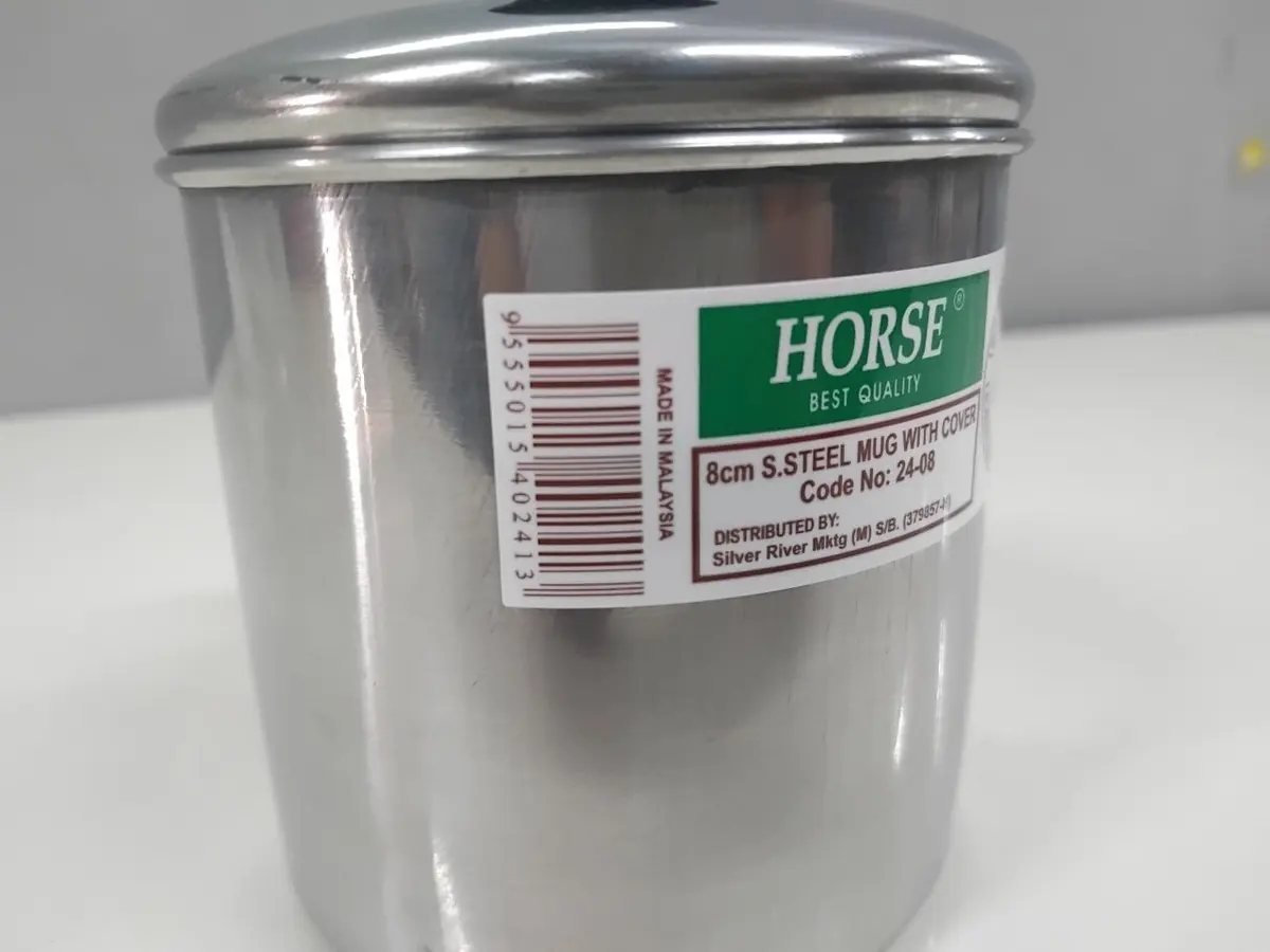 Kole Stainless Steel Bertudung Cawan Keluli Tahan Karat / Kole Besi Coffee Mug Cup With Lid - 8CM
