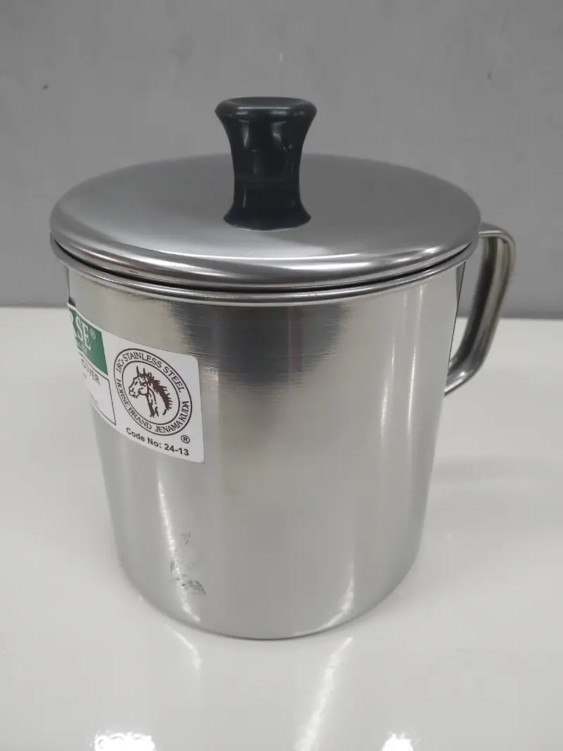 Kole Stainless Steel Bertudung Cawan Keluli Tahan Karat / Kole Besi Coffee Mug Cup With Lid - 13CM