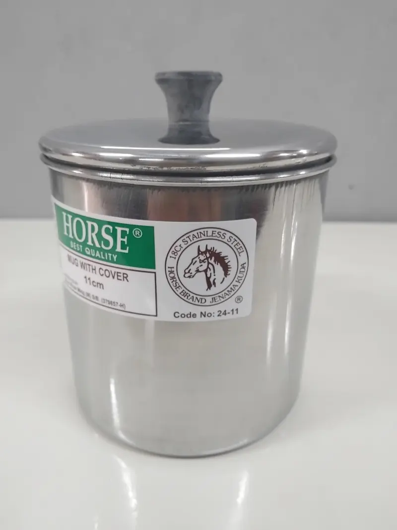 Kole Stainless Steel Bertudung Cawan Keluli Tahan Karat / Kole Besi Coffee Mug Cup With Lid - 11Cm