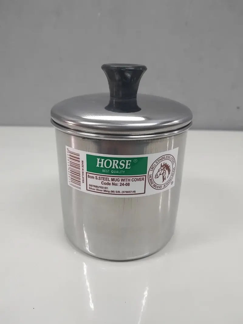 Kole Stainless Steel Bertudung Cawan Keluli Tahan Karat / Kole Besi Coffee Mug Cup With Lid - 8CM